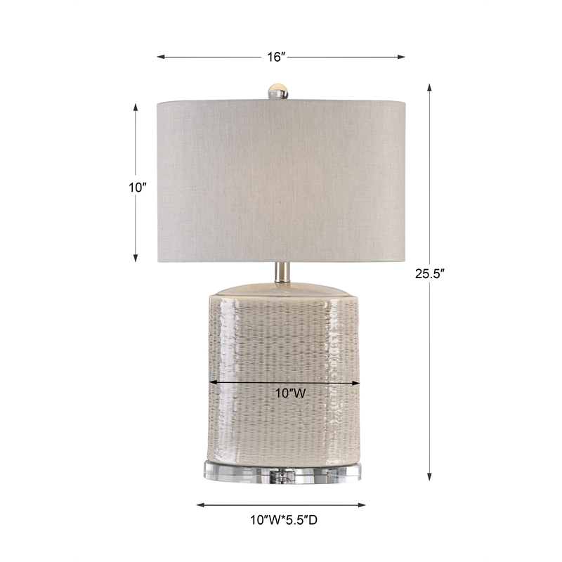 Uttermost Modica Ceramic and Crystal Table Lamp in Taupe and Beige