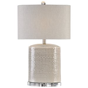 Uttermost Modica Ceramic and Crystal Table Lamp in Taupe and Beige