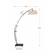 Uttermost Calogero Iron Fabric Arc Floor Lamp in Dark Bronze and Light Beige