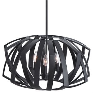 Uttermost Thales 3-Light Stainless Steel Geometric Pendant Light in Black