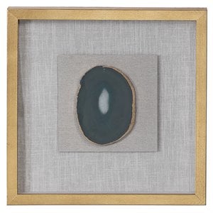 Uttermost Keeva Wood Agate Stone and Fabric Shadow Box in White and Gold