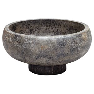 Uttermost Brixton Coastal Terracotta Decorative Bowl in Aged Black and Gold