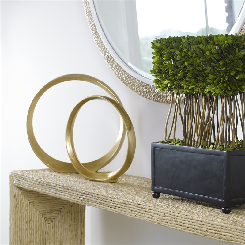 Uttermost Jimena 2-Piece Contemporary Aluminum Ring Sculpture Set in Gold
