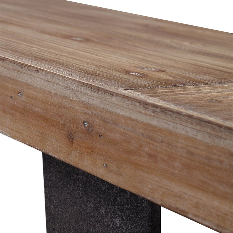 Uttermost Freddy Metal Accent Console Table in Weathered Oak and Aged Black