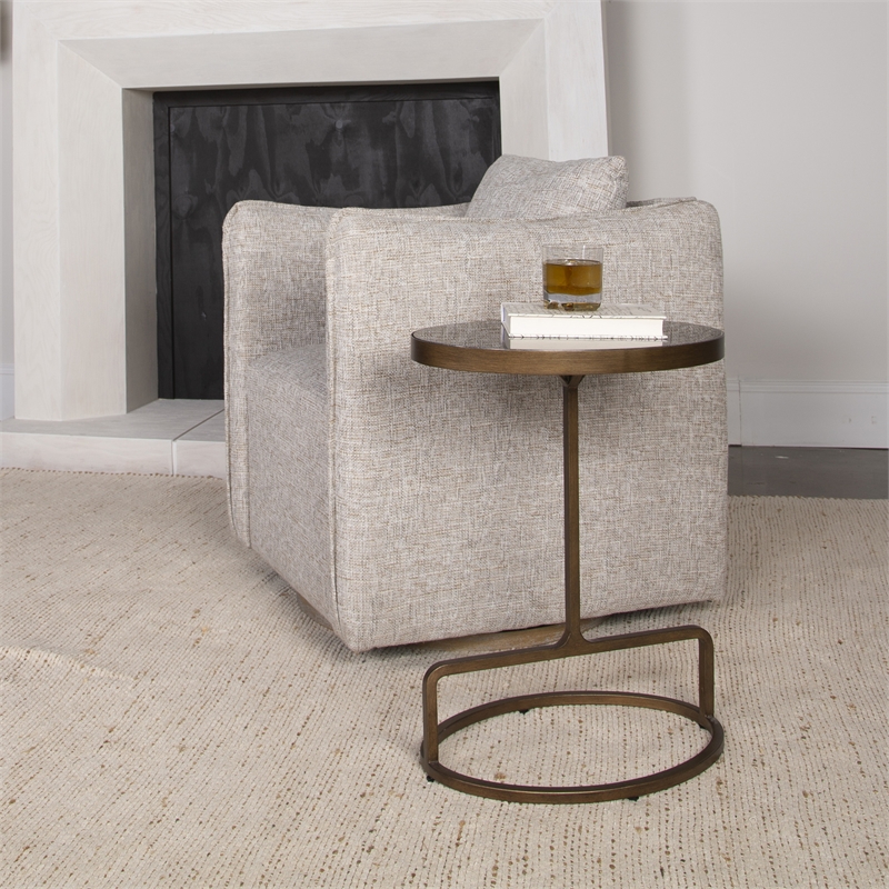 Uttermost Jessenia Marble and Metal Accent Table in Antique Brushed Gold