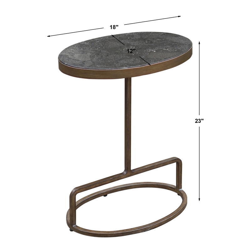 Uttermost Jessenia Marble and Metal Accent Table in Antique Brushed Gold