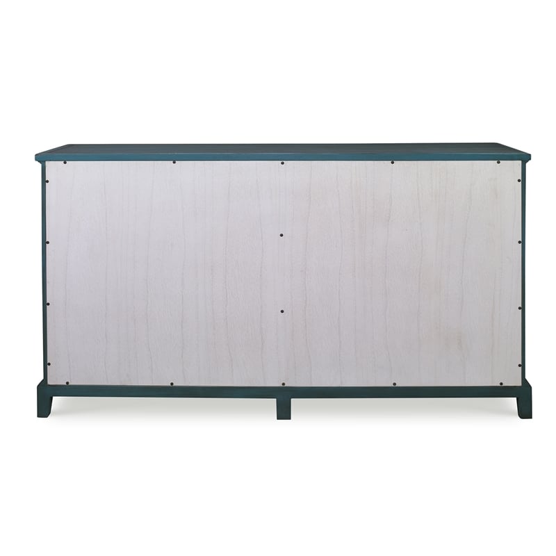Uttermost Oksana Coastal Wood and Glass Sideboard in Antique Green/Antique White