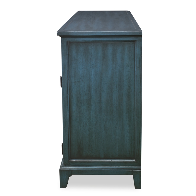 Uttermost Oksana Coastal Wood and Glass Sideboard in Antique Green/Antique White