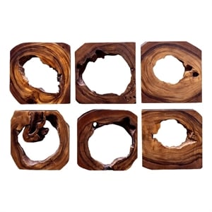 Uttermost Adlai Contemporary Wood Wall Art in Coffee Brown (Set of 6)