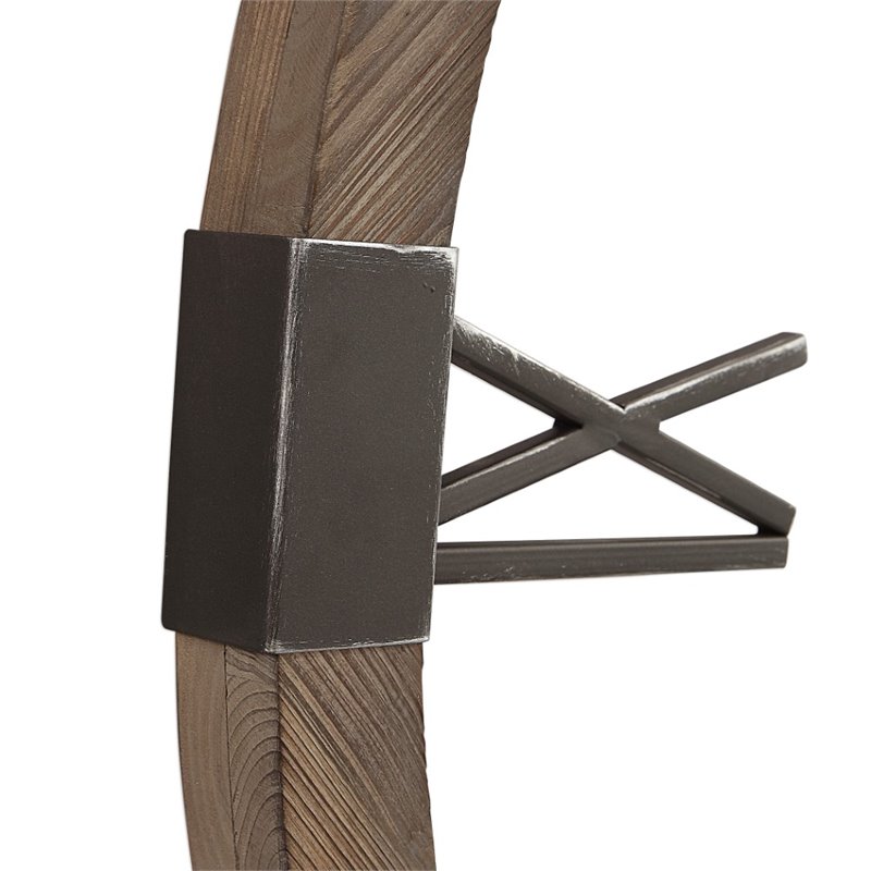 Uttermost Marcelo Modern Firwood and Iron Wall Clock in Natural