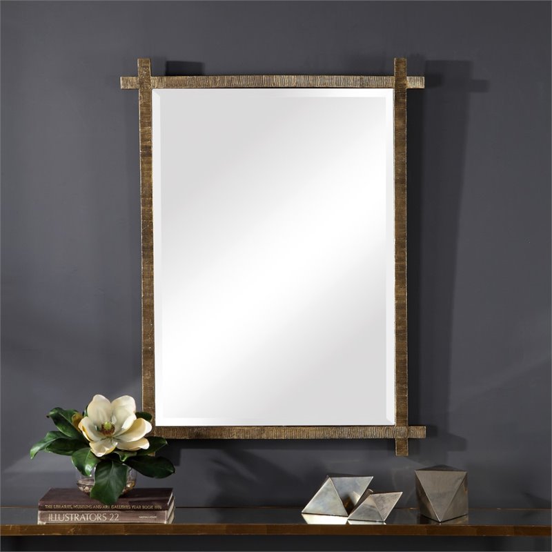 Uttermost Abanu Resin and MDF Wood Vanity Mirror in Antique Gold