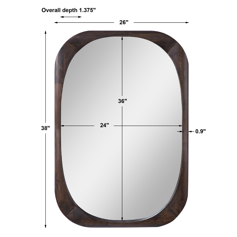 Uttermost Sheldon Mid-Century Rubberwood and MDF Mirror in Dark Walnut