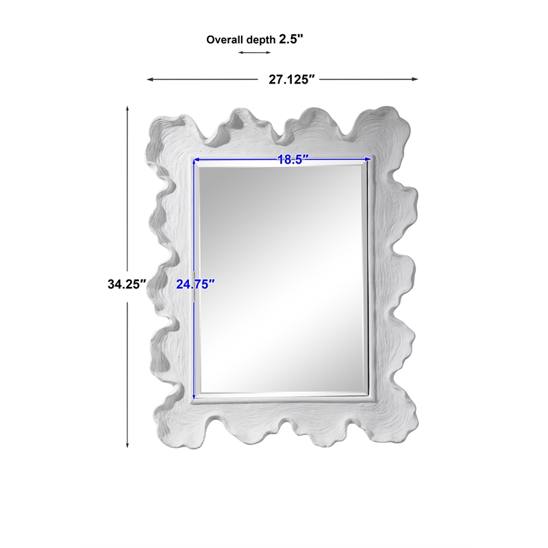 Uttermost Sea Coral Coastal Glass and Resin Mirror in Matte White