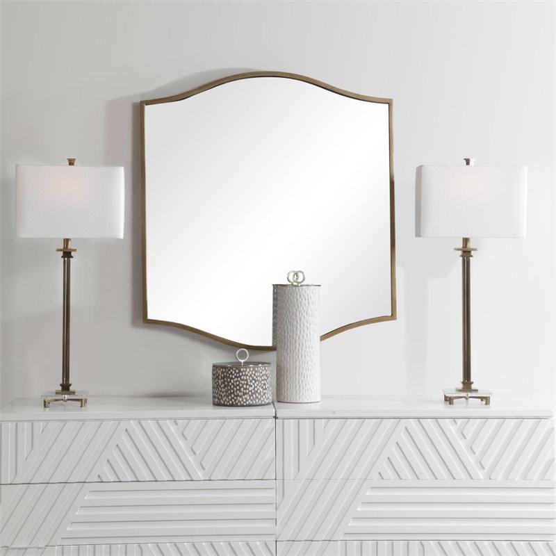 Uttermost Cerise Traditional MDF Metal Wall Mirror in Antique Gold