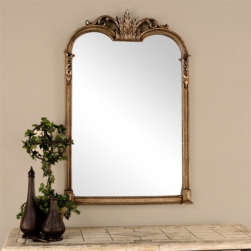 uttermost jacqueline traditional urethane vanity mirror in gold