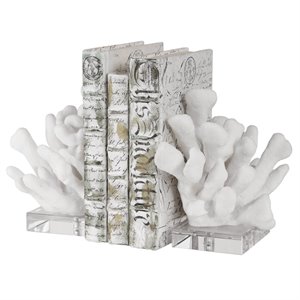 Uttermost Charbel Coastal Resin and Crystal Bookend in White (Set of 2)