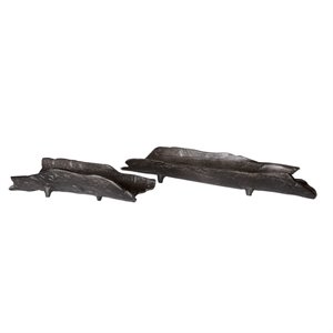 Uttermost Caryn Contemporary Aluminum Tray in Black Nickel (Set of 2)