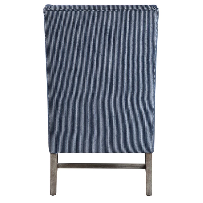 Uttermost Galiot Coastal Wood and Fabric Wingback Accent Chair in Blue and White
