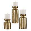 Uttermost Amina Aluminum and Wax Candleholder in Antique Brass (Set of 3)
