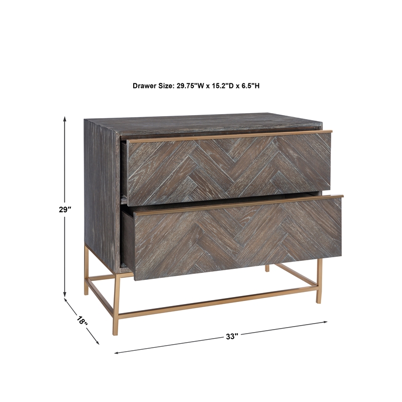 Uttermost Armistead MDF Wood and Steel Drawer Chest in Dark Walnut