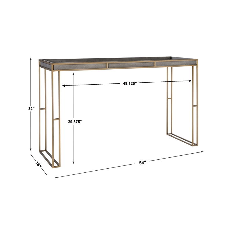 Uttermost Cardew Modern PU Steel and MDF Console Table in Charcoal Gray