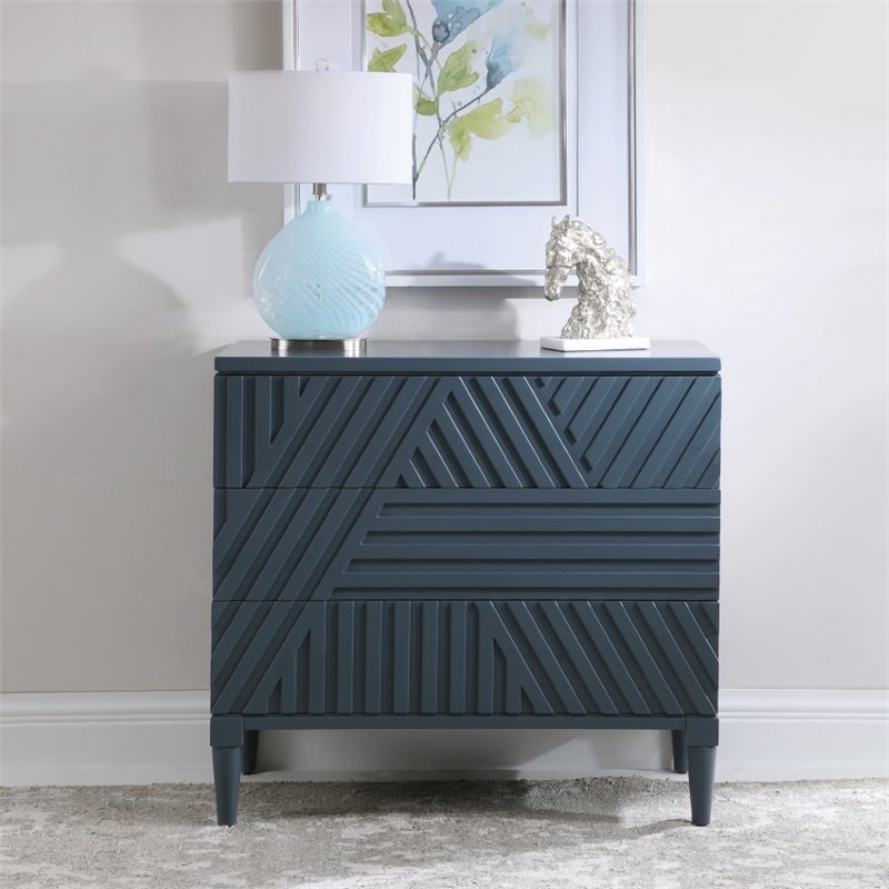 Uttermost Colby Modern MDF Wood Drawer Chest in Deep Sea Blue