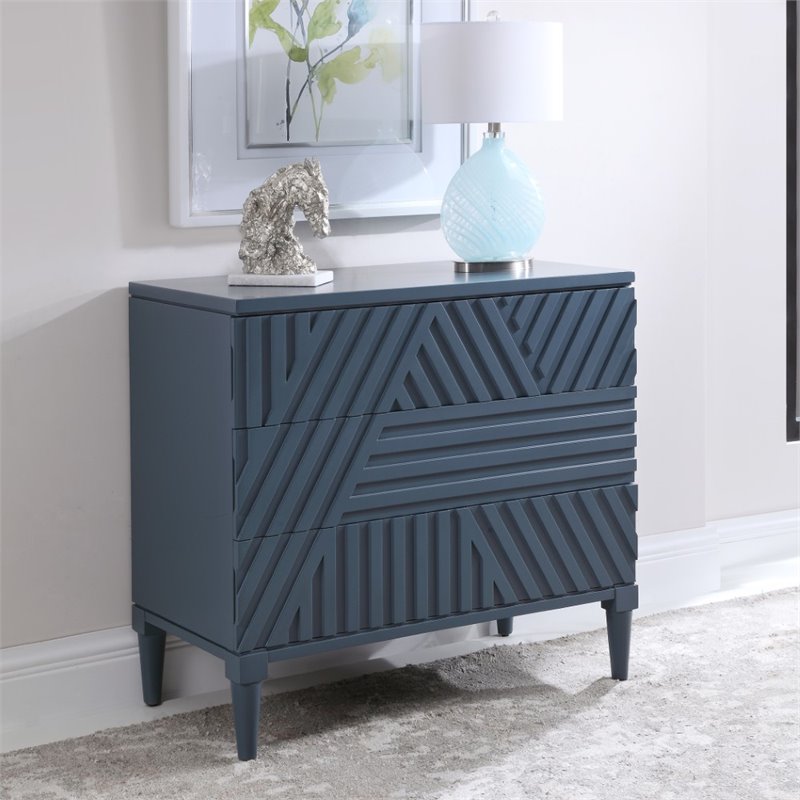 Uttermost Colby Modern MDF Wood Drawer Chest in Deep Sea Blue