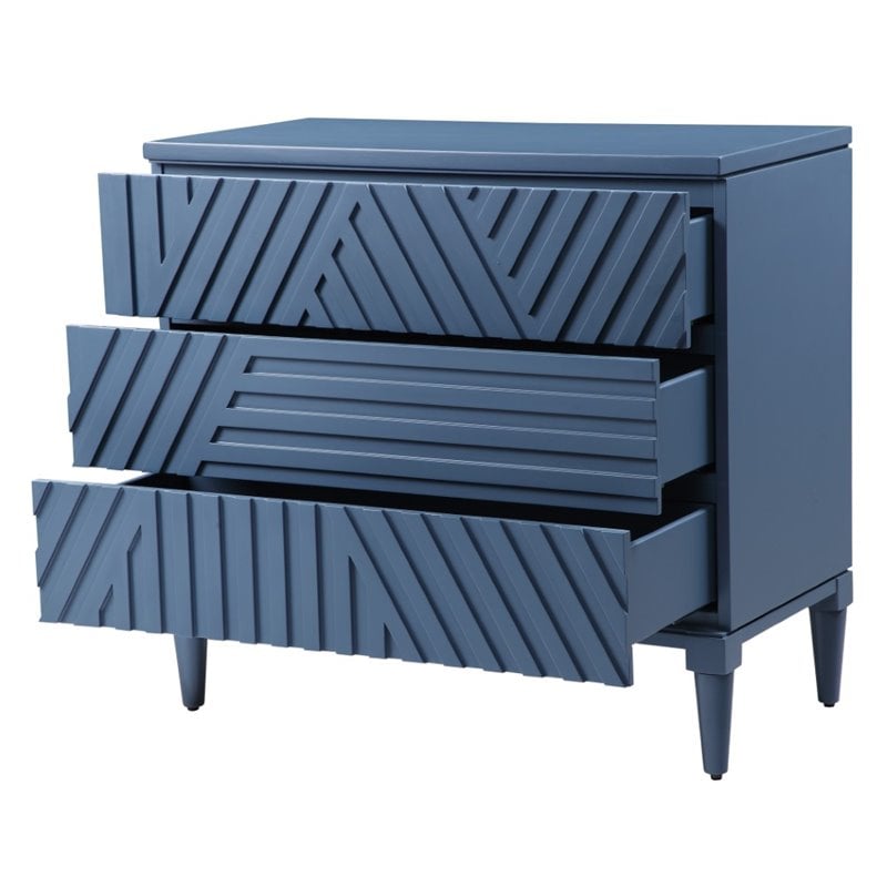 Uttermost Colby Modern MDF Wood Drawer Chest in Deep Sea Blue