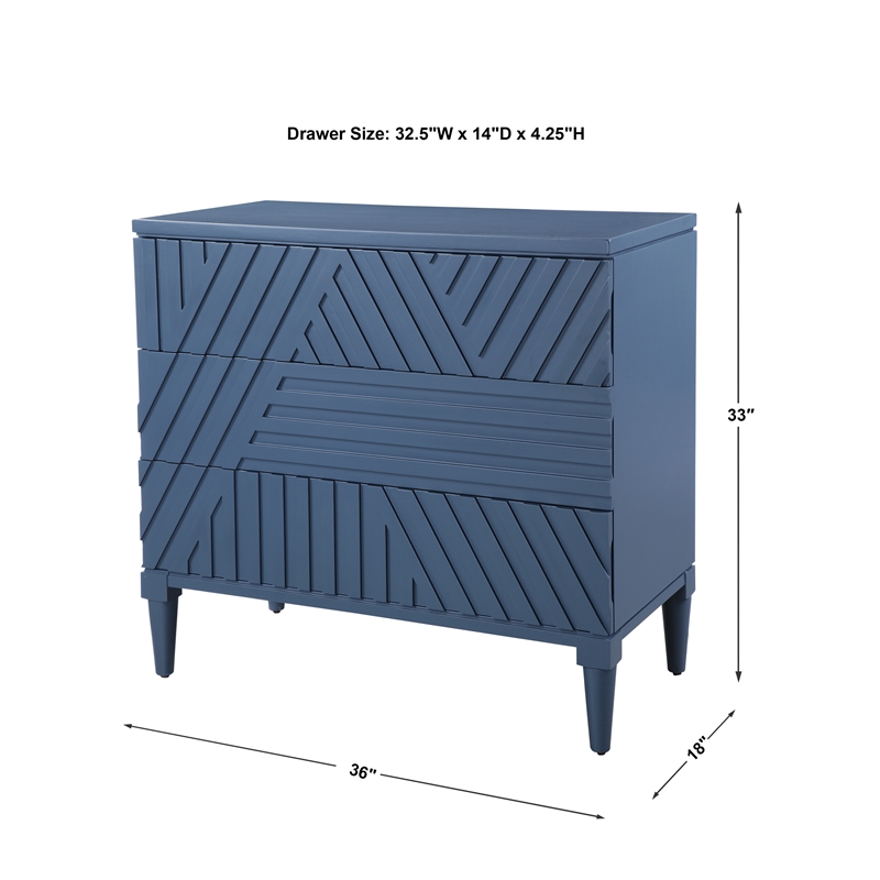 Uttermost Colby Modern MDF Wood Drawer Chest in Deep Sea Blue