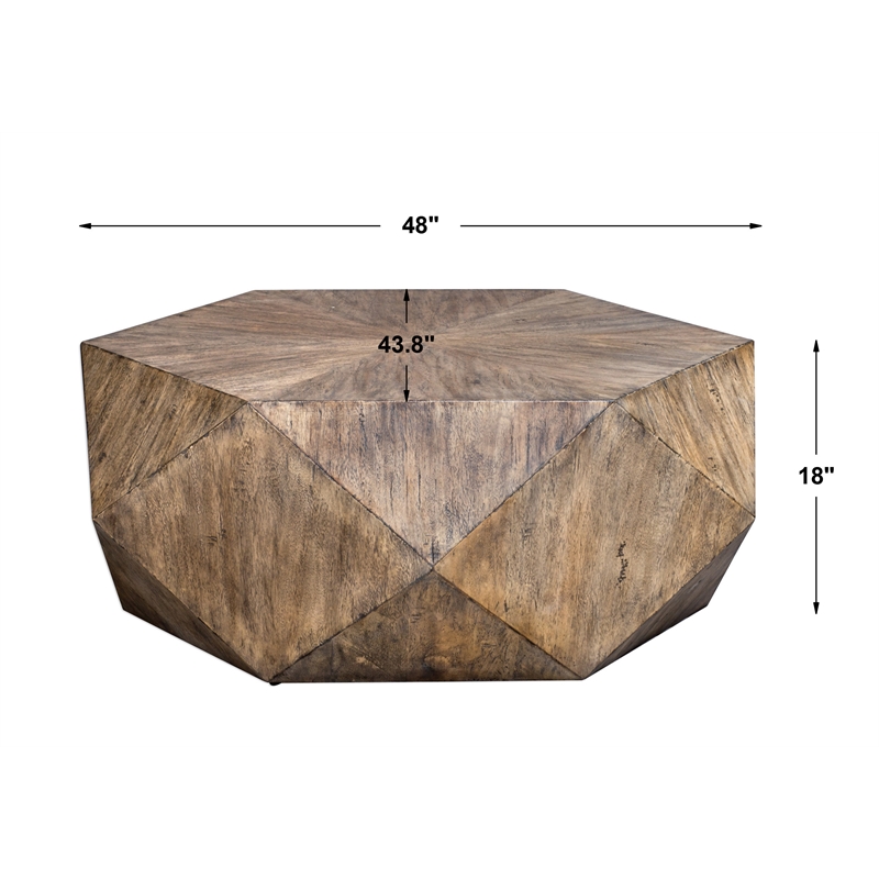 Uttermost Volker Modern Style MDF Wood Coffee Table in Honey Brown/Gray