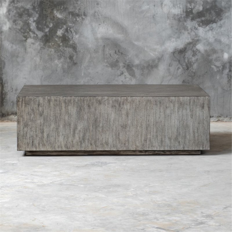 Uttermost Kareem Modern MDF Wood Coffee Table in Metallic Gray
