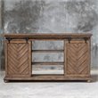 Uttermost Primalia MDF Wood Barn Door Media Console in Antique Honey