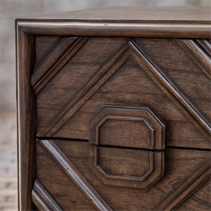 Uttermost Mindra Transitional Solid Wood Drawer Chest in Deep Walnut