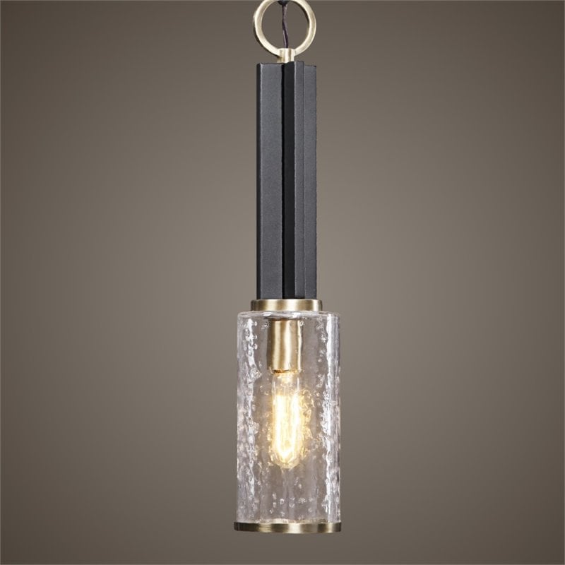 Uttermost Jarsdel 1 Light Industrial Mini Pendant in Sanded Black