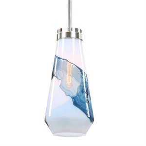 Uttermost Windswept 1-Light Coastal Steel and Glass Mini Pendant in Blue/White