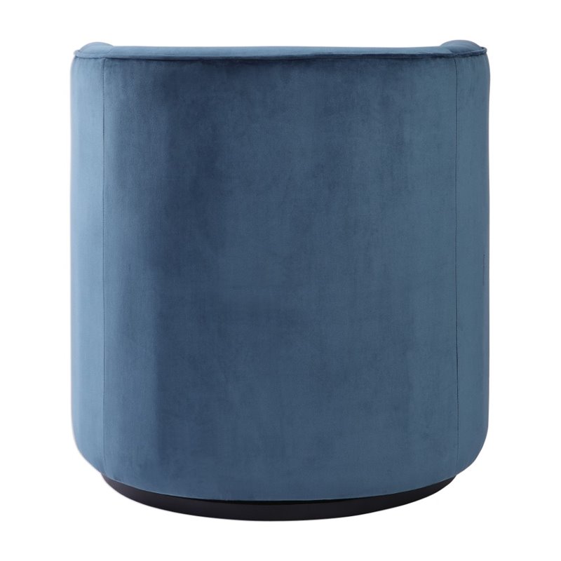 Uttermost Mallorie Contemporary Wood and Fabric Swivel Chair in Ink Blue