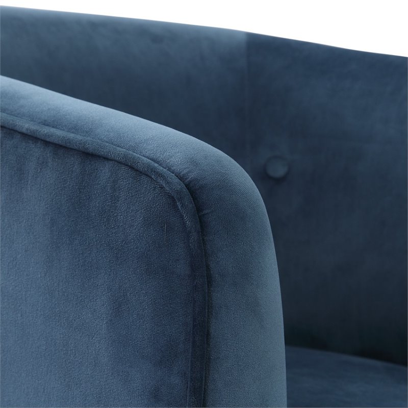Uttermost Mallorie Contemporary Wood and Fabric Swivel Chair in Ink Blue