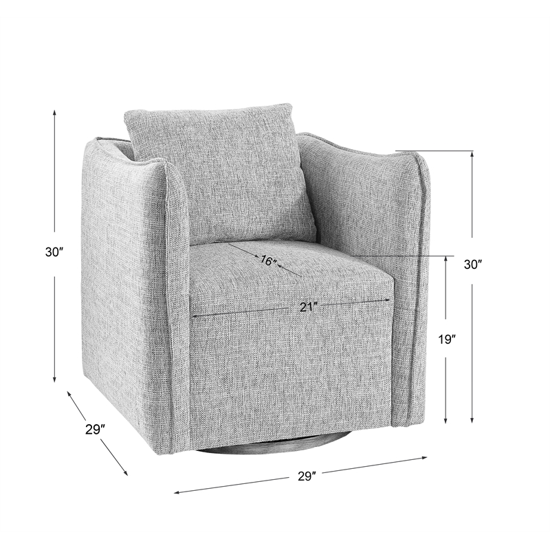 Uttermost Corben Contemporary Wood and Fabric Swivel Chair in Weathered Gray