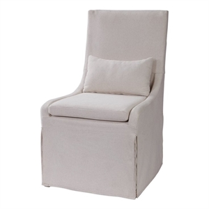 Uttermost Coley Coastal Wood and Fabric Armless Chair in Off White