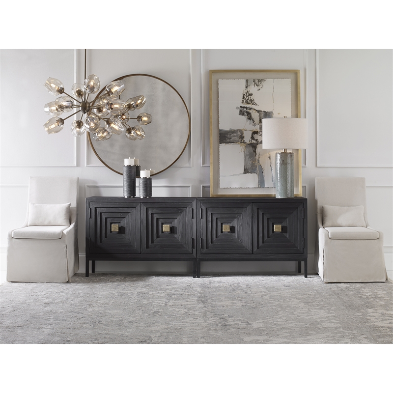 Uttermost Coley Coastal Wood and Fabric Armless Chair in Off White