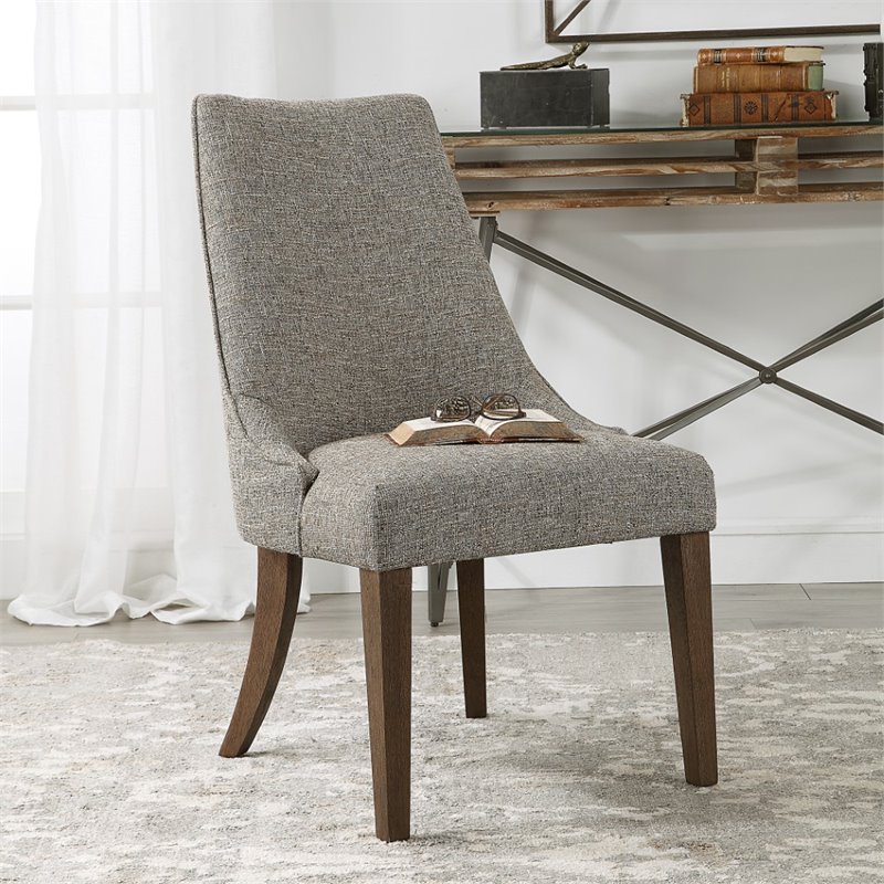 Uttermost Daxton Contemporary Wood and Fabric Armless Chair in Dark Walnut