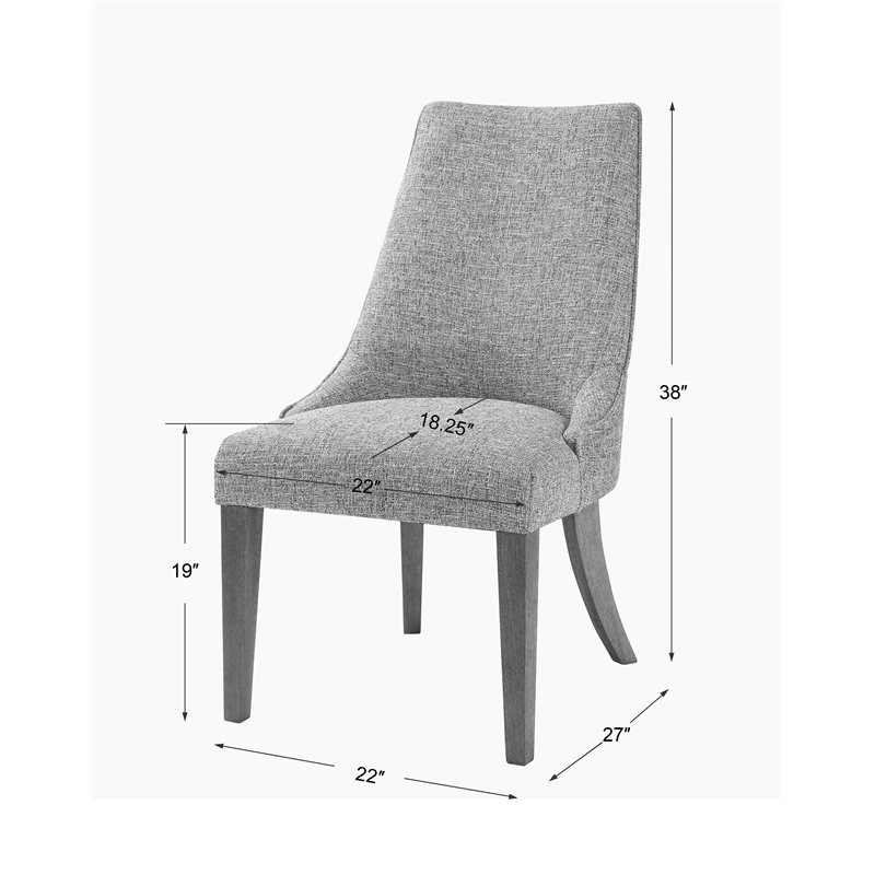Uttermost Daxton Contemporary Wood and Fabric Armless Chair in Dark Walnut