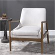 Uttermost Bev Farmhouse Wood and Fabric Accent Chair in White/Taupe