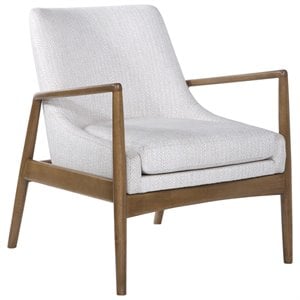Uttermost Bev Farmhouse Wood and Fabric Accent Chair in White/Taupe