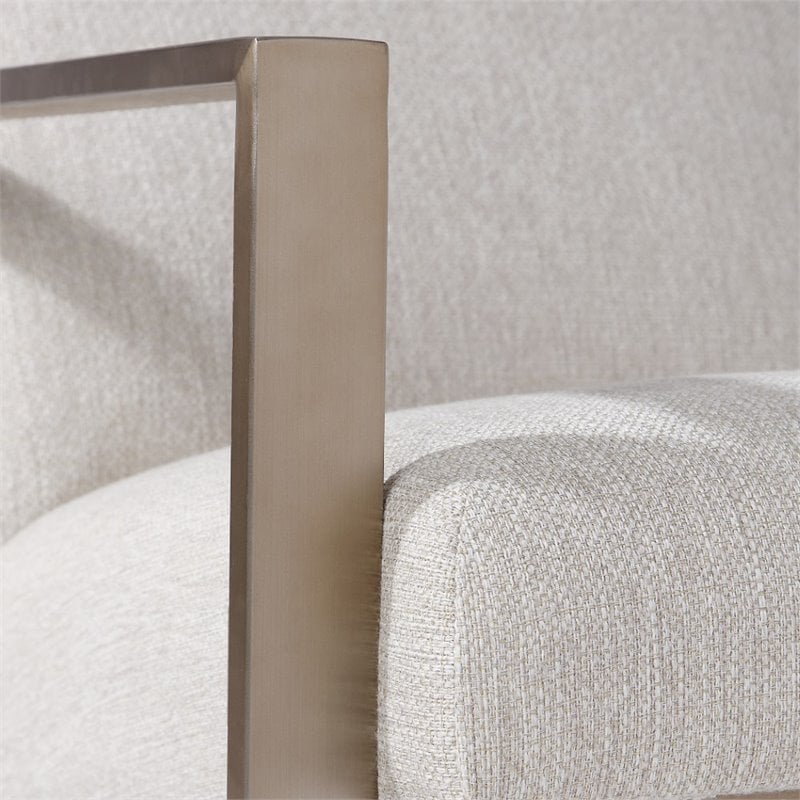 Uttermost Wills Wood Stainless Steel and Fabric Accent Chair in Antique Brass