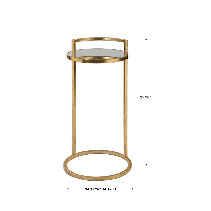 Uttermost Cailin Iron Glass and MDF Wood Accent Table in Gold Leaf