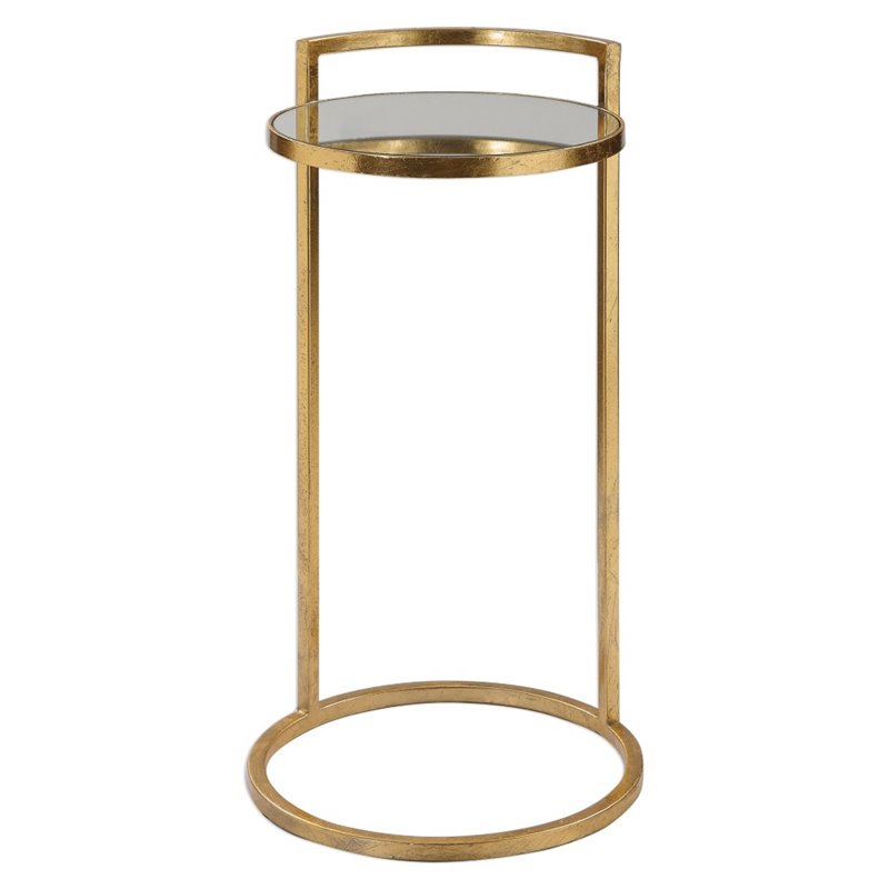 Uttermost Cailin Iron Glass and MDF Wood Accent Table in Gold Leaf