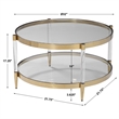 Uttermost Kellen Stainless Steel Glass and Acrylic Coffee Table in Gold