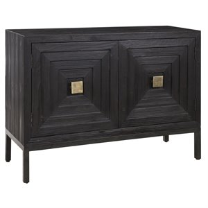 Uttermost Aiken 2-Door Contemporary Iron and Wood Cabinet in Ebony Black