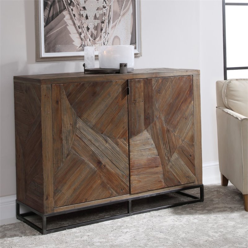 Uttermost Evros 2-Door Reclaimed Wood and Iron Sideboard in Aged Gunmetal Gray